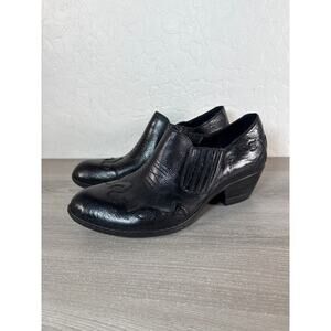 Born Amibeth Booties Womens 9.5 / 41 Black Leather Western Wingtip Ankle Vintage